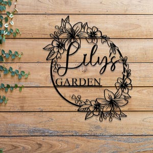 Personalized Lily’s Flower Garden Sign, Custom Metal Garden Sign, Lawn Signs, Outdoor Metal Sign, Flower Sign, Garden Decor, Garden Gift