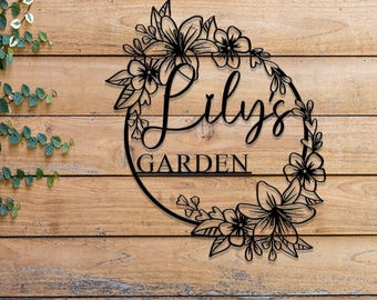 Personalized Lily’s Flower Garden Sign, Custom Metal Garden Sign, Lawn Signs, Outdoor Metal Sign, Flower Sign, Garden Decor, Garden Gift