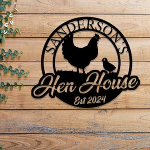 Niestandardowy znak LED Hen House, spersonalizowana tabliczka z kurnikiem, metalowa sztuka ścienna Farm, wystrój wiejski, dekoracja zewnętrzna, prezent dla rolnika