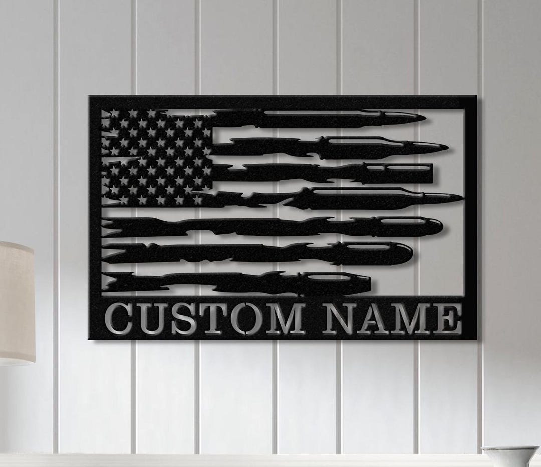 Custom Us Flag Ammo Wall Art With Led Lights, Personalized Bullets ...
