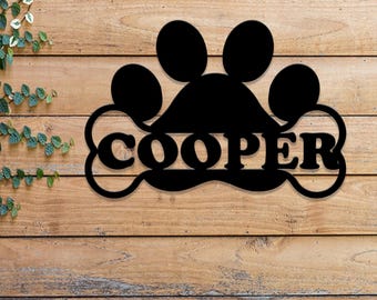 Pet Name Metal Sign, Dog House Name Plaque, Custom Dog Wall Sign, Pet Nameplate, Dog Décor, Personalized Dog Name Sign