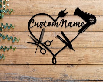 Personalized Hair Salon Metal Sign, Custom Hairstylist Wall Decor, Beauty Salon Welcome Sign, Salon Wall Art, Christmas Gift for Hairdresser