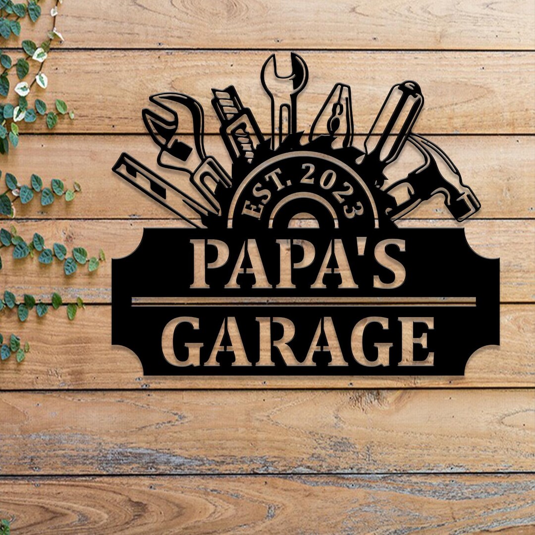 Personalized LED Workshop Sign, Custom Metal Garage Sign, Dad or ...