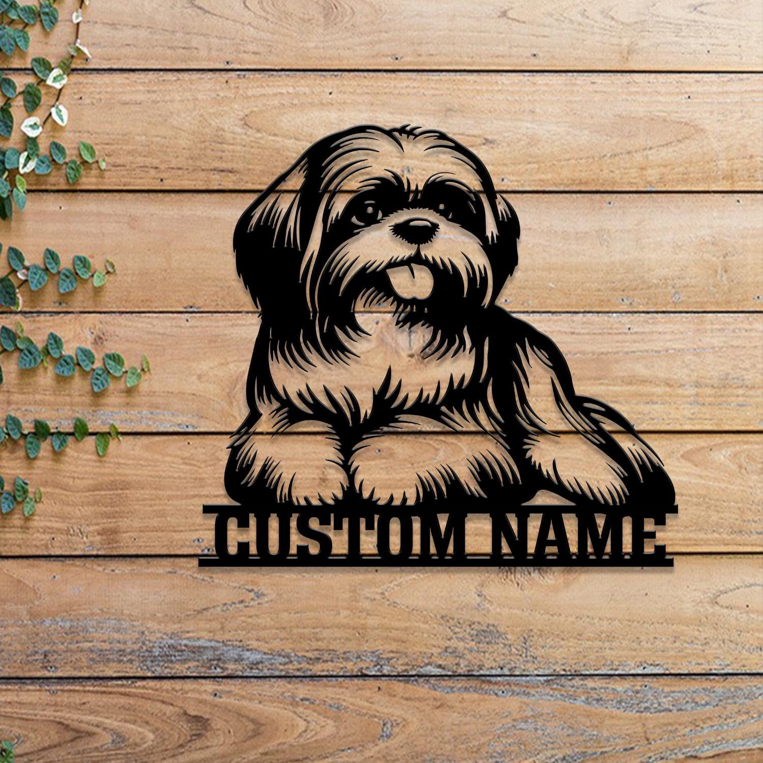 Custom Metal Shih Tzu Sign With LED Light, Family Name Gift for