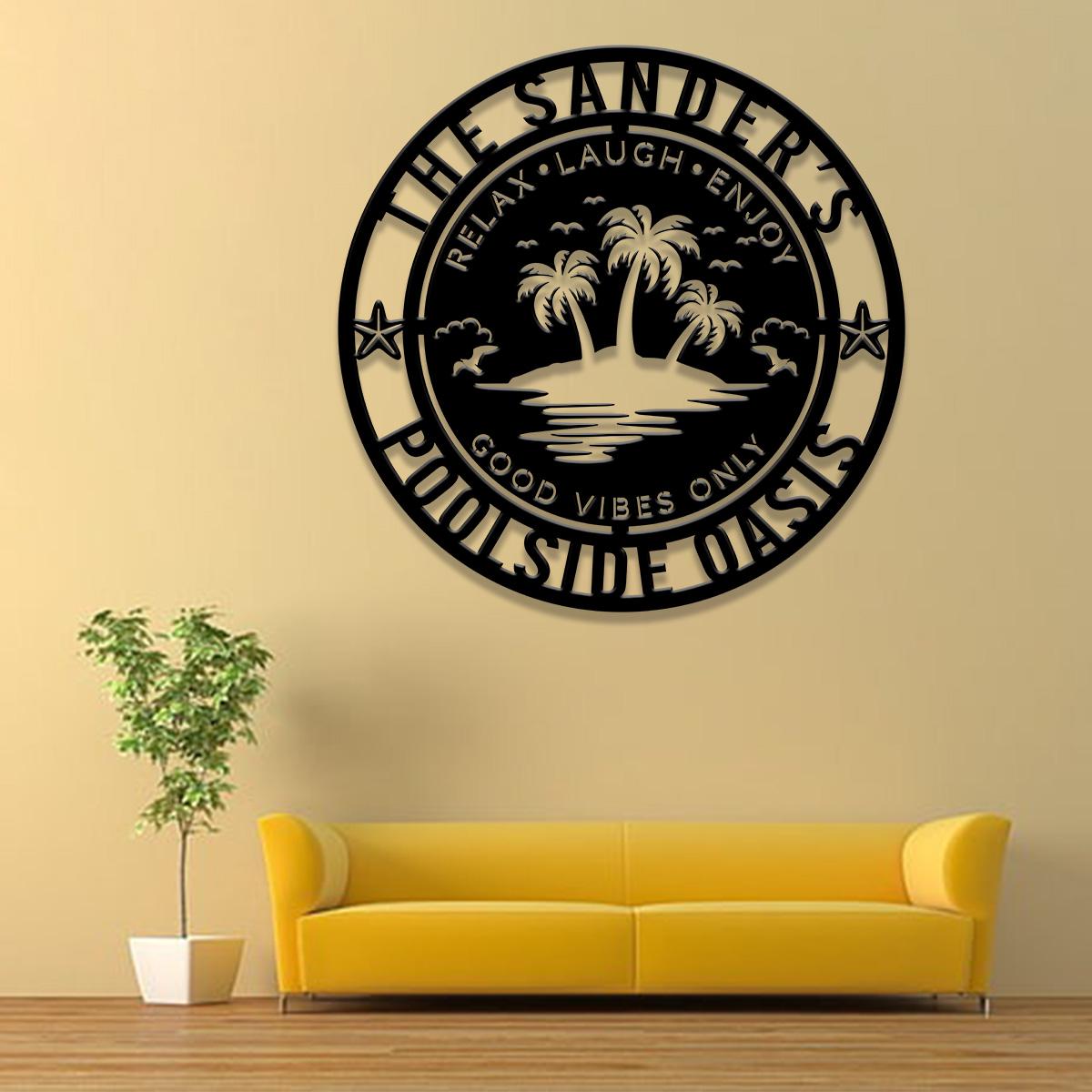 Personalized Tropical Patio & Pool Sign With Led Light, Custom Tropical ...