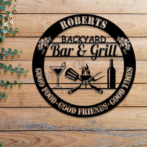 Personalisierte Backyard Grill Schild LED-Licht, kundenspezifische Metallgrill Wandkunst, Outdoor BBQ Schild für Terrassen