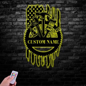 Custom Tools Repair Metal Sign with LED Light, Personalized Tools Shop Name Sign, Mechanic Tools Decor, Garage Sign, Gift for Dad