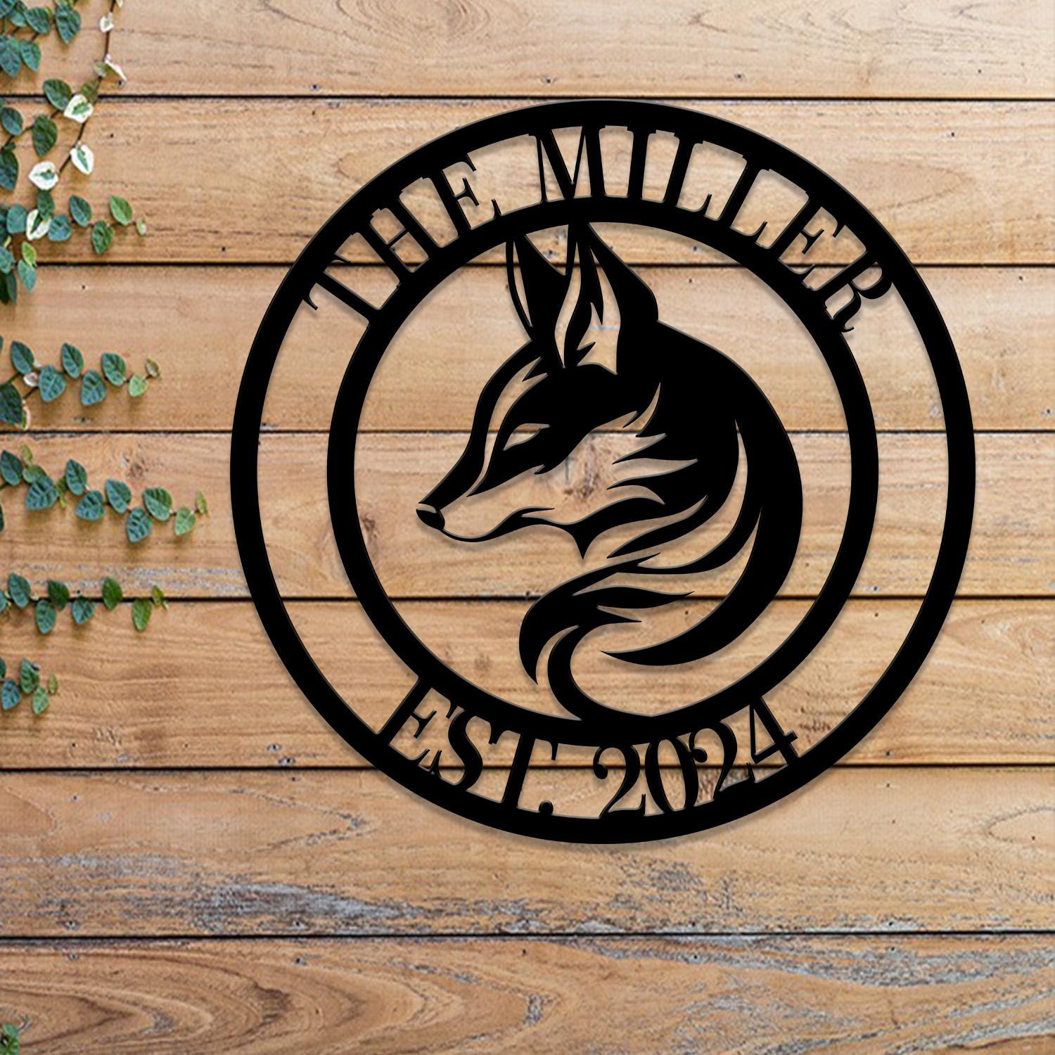 Custom Fox Metal Sign, Personalized Fox Name Wall Art, Fox Cabin