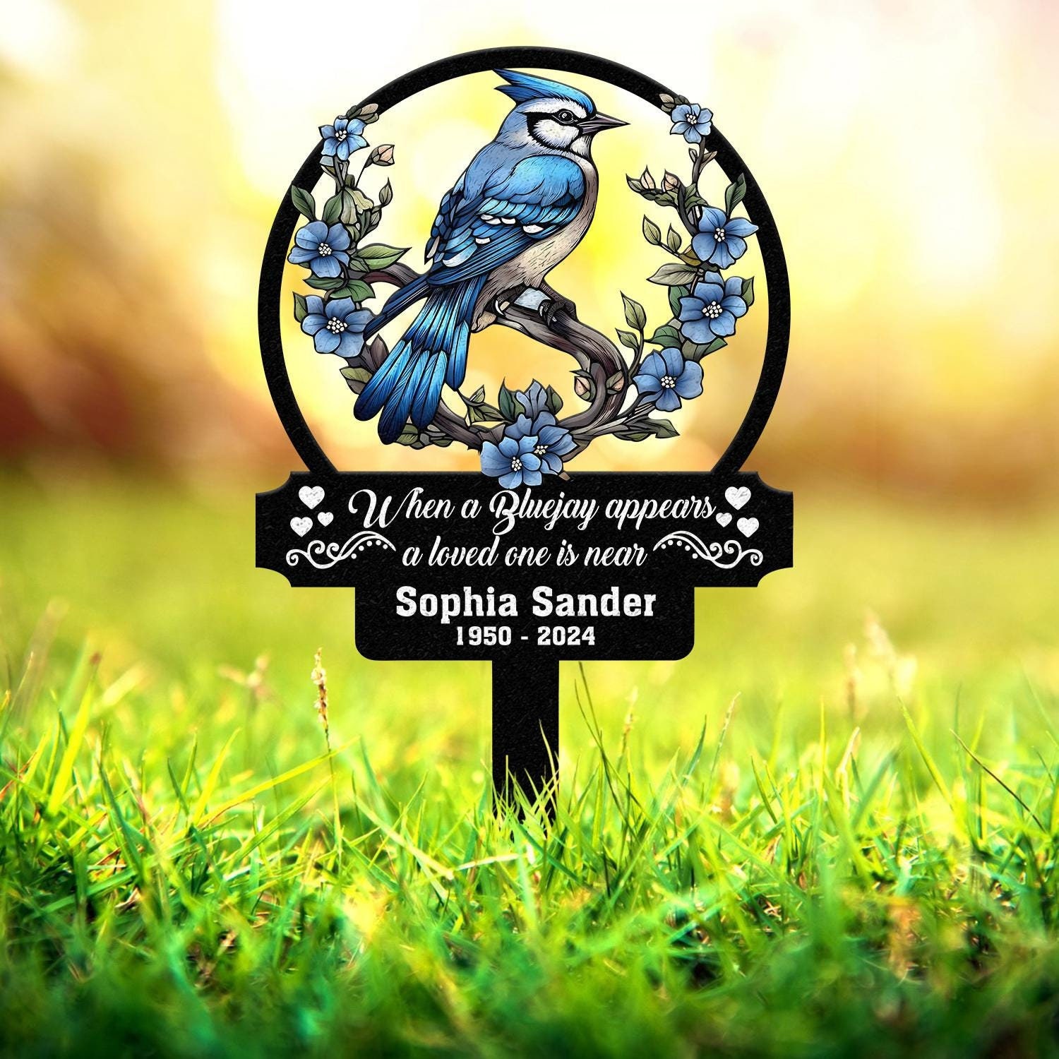 Personalized Blue Jay Memorial Plaque Stake, Memorial Gifts for Loss of Mother, Memorial Sign, In Loving Memory Gift, Gift Loss Of Father