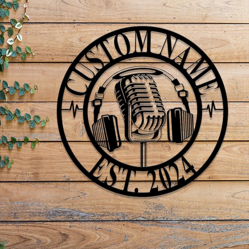 Custom Music Audio Studio Metal Sign With LED Light, Personalized Name