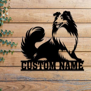 Shetland Sheepdog Metallschild mit LED-Licht, personalisiertes Hundeschild, Shetland Sheepdog Monogramm, Hundemama Geschenk, Hundedeko