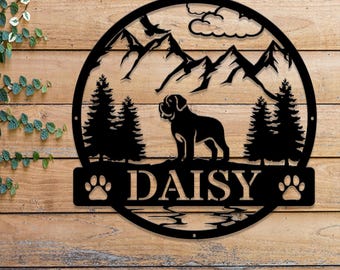 Mastiff Metall Schild, Benutzerdefinierte Hund Name Zeichen, Hund Gedenkgeschenk, Mastiff Wanddekor, Hundeliebhaber Wandkunst, Haustier-Liebhaber Geschenk, Hund Mama Geschenk