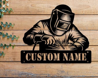Personalized Welder Metal Sign with Led Light, Custom Mechanic Name Wall Art, Ironworker Sign, Welder Metal Wall Art, Welder Gift