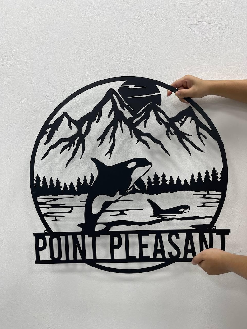 Custom Mountain Orca Metal Sign With LED Lights - Personalized Whale ...