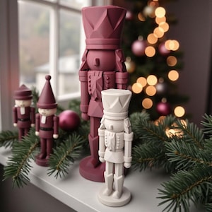 Modern 3D-Printed Nutcracker – Minimal Holiday Décor (3 Sizes)