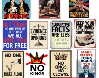 No Kings Patriotic PNG Bundle: Anti Trump, Political Activism, No Kings in America Sign