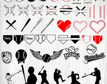 Baseball SVG Bundle: Silhouette, Clipart, Stitches (Digital Download)