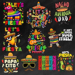 Paquete de 14 Cinco de Mayo Png, Fiesta Mexicana Png, Let's Fiesta Png, Tequila Mexicano Png, Tacos Png, Sombrero Nachos, Descarga de Diseño de Sublimación