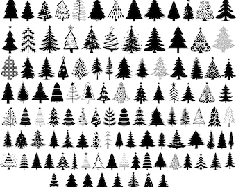 110 Christmas Tree SVG Bundle: Ornaments & Pine Tree Clip Art (Digital Download)