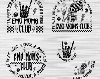 Club de Mamás Emo SVG PNG: Mano de esqueleto meciéndose (Descarga digital)