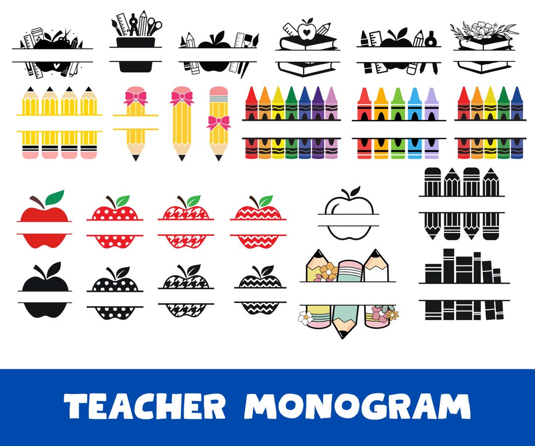Teacher Monogram SVG Bundle: Split Name Design (digital Download) - Etsy