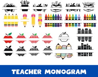 Teacher Monogram SVG Bundle: Split Name Design (Digital Download)