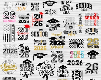 Senior 2026 Svg Bundle: Class of 2026, Graduation, Coquette Bow, high school