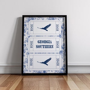 Blue and White Floral GSU Ticket Print l Georgia Southern University l Instant Downloads l Digital Prints