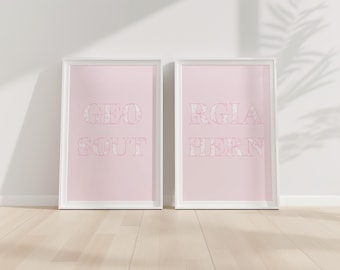 Decorazione murale della Georgia Southern University - Stampe digitali con lettere floreali rosa