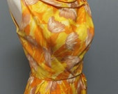 Vintage 1950s 60s HOURGLASS, Wiggle, Pencil Dress, BOMBSHELL, Golden Yellow, Sleeveless, Sexy Back w Kick Pleat, 34 Bust