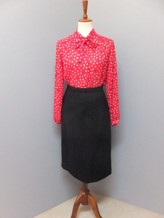 1960s Pencil Skirt, Black Nubby Wool Pencil Skirt,