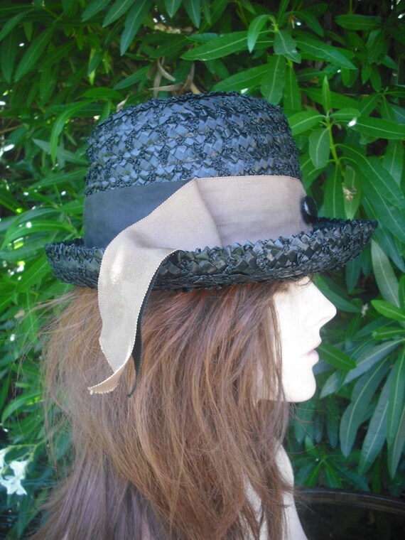 Vintage Black and Brown Straw Hat from The Young … - image 2