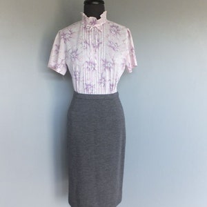 Vintage Skirt, 1970s by CATALINA, GRAY/Grey Knit Pencil Skirt,  26 WAIST