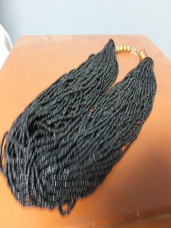 Vintage Seed Bead Necklace, Thick Heavy Bead Neck… - image 3