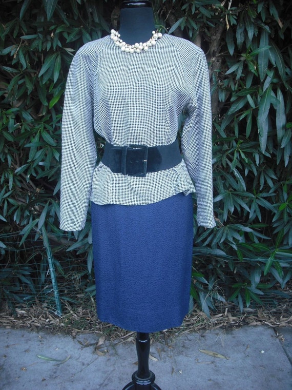 1960s Pencil Skirt by Sportempos, Nubby Navy Blue… - image 3