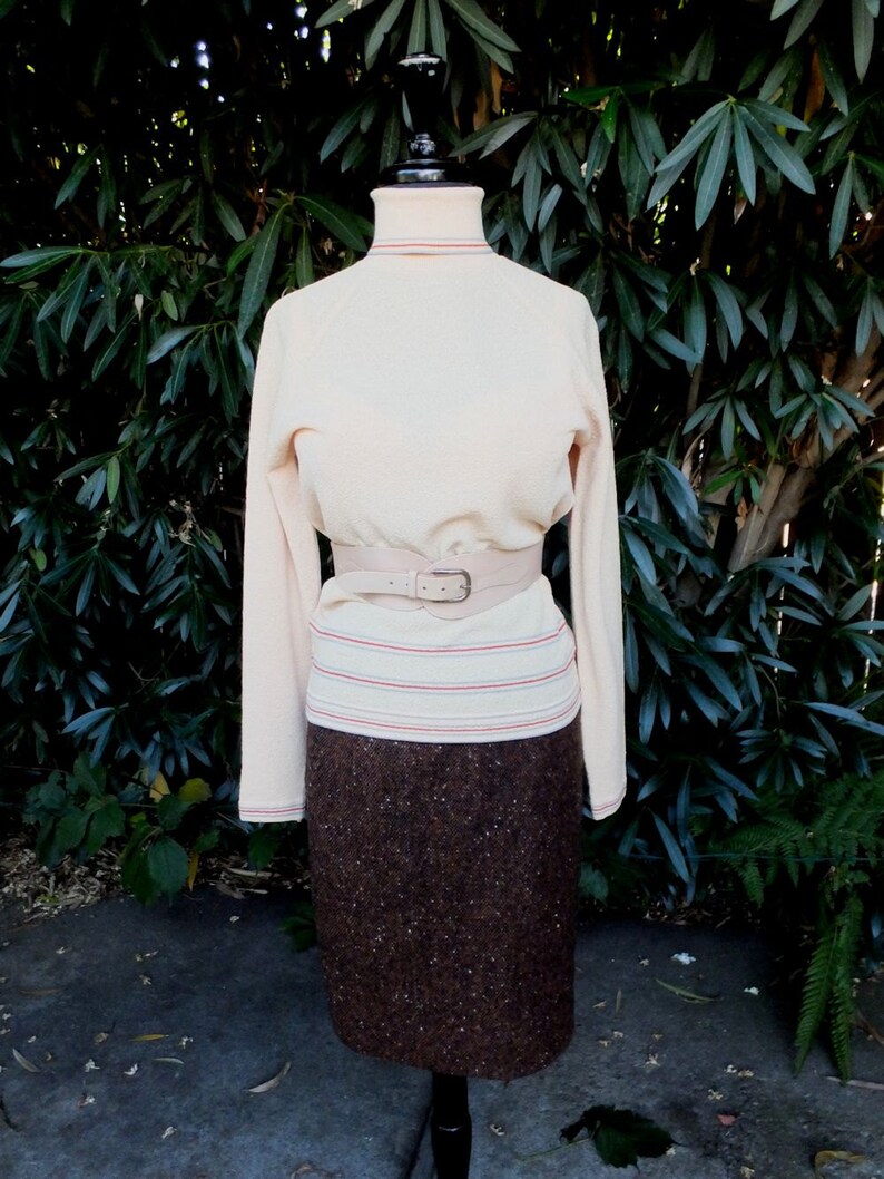 Vintage 60s/70s Skirt, Tami Sophisticates San Francisco, Brown Wool w/Confetti, Pencil or Wiggle Secretary Skirt, Size 9/10 image 5