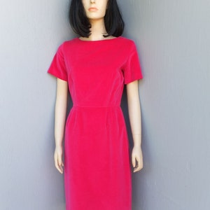 1950s Dress, HOURGLASS Figure Hugging Dress, Fuchsia Velour, Wiggle Dress, BOMBSHELL,  MEDIUM