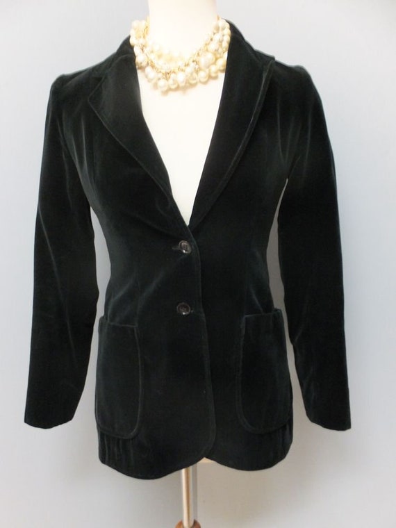 1970s LARRY LEVINE New York Black Velour Jacket Fully Lined