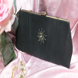 Bolso de noche negro vintage de los años 50/60 con lentejuelas de Mar-Shel, bolso elegante, bolso de cóctel o de fiesta, de tela. imagen 4