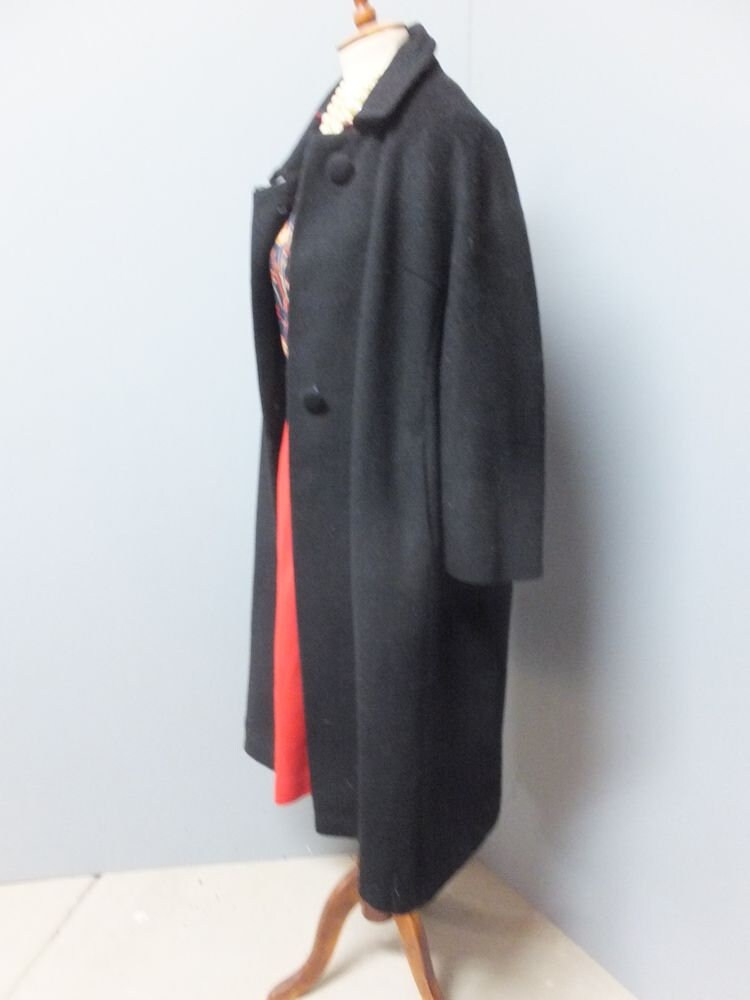 Vintage 1950s/60s Forstmann 100% Virgin Wool Full Length Coat, Black ...