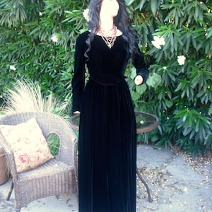 Vintage Black Velvet Maxi Dress, ANNE FOGARTY, Long Dress Black Velvet, Formal, Midi, Christmas, After Six