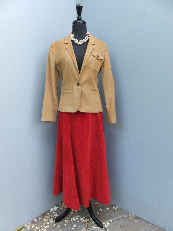 Vintage Skirt, WHISPERS, Rusty Orange Corduroy, Ma