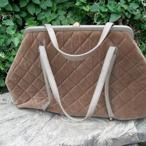 Vintage Handbag, Bobbie Jerome, Purse, Brown Quilted Handbag, Ex Large Purse, Top Handle Purse