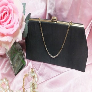 Bolso de noche negro vintage de los años 50/60 con lentejuelas de Mar-Shel, bolso elegante, bolso de cóctel o de fiesta, de tela. imagen 2