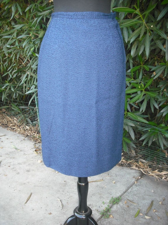 1960s Pencil Skirt by Sportempos, Nubby Navy Blue… - image 4