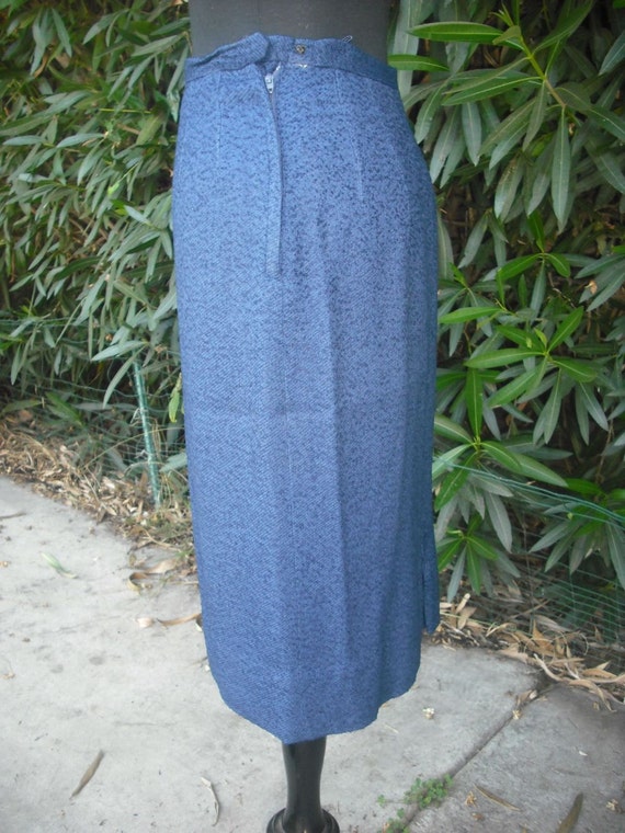 1960s Pencil Skirt by Sportempos, Nubby Navy Blue… - image 5