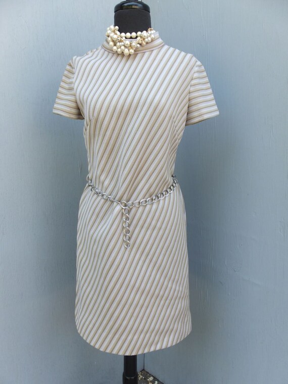 Vintage Dress, 1970s, R & K, Diagonal Stripe A-Li… - image 3