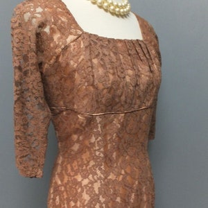 Vintage Dress, Tea Time, Peach Lining, then Lace,  Below the Knee, Metal Zipper, Hourglass, Formal, Party, Cocktail, Dinner, 34 Bust