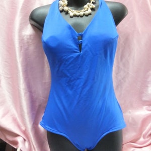 Maxine of Hollywood Swimwear, 90s Does 50s BLUE One Piece Swimsuit OR Bathing Suit size 12 image 10