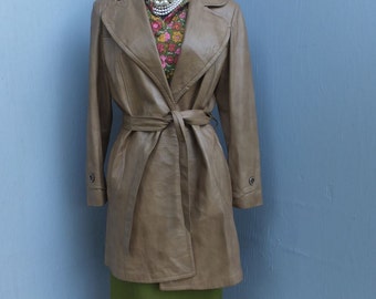 Vintage Leather Jacket or Coat, Lady Scully, Western Style Leather Coat, Quality Leather Car Coat, Ladies Coat Size 12